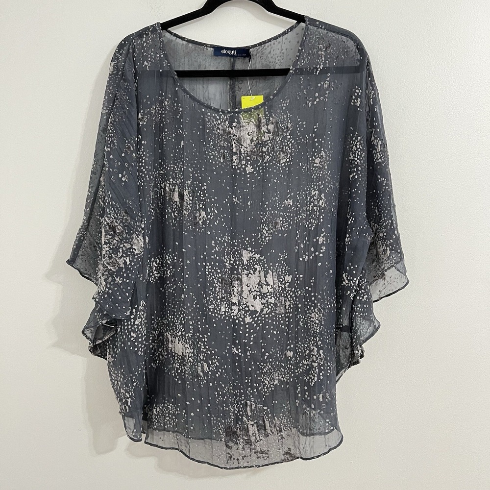 Eloquii By The Limited Kimono Sheer Blouse Size 18 / 20 Gray Plus Flutter Top